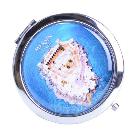 Mersin Themed Customised Metal Epoxy Travel Make Up Compact Mirror 70x11 mm - 1