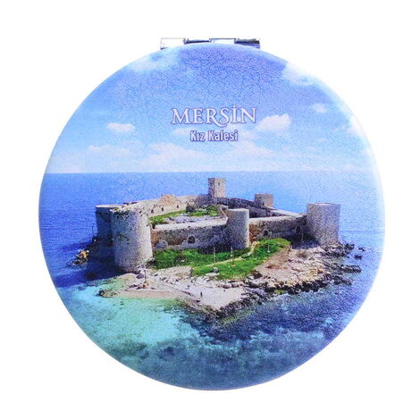 Mersin Themed Customised Uv Printed Round Compact Mirror 72x11 mm