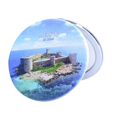 Mersin Themed Customised Uv Printed Round Compact Mirror 72x11 mm - Thumbnail