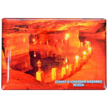 Mersin Themed Epoxy Dome Rectangle Souvenir Fridge Magnet 80x55 cm - Thumbnail