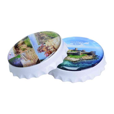 Mersin Themed Round Cap Shaped Magnetic Bottle Opener 63x15 mm - Thumbnail