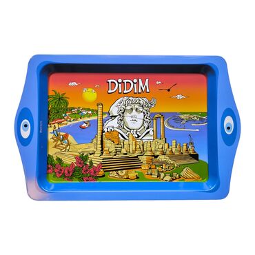 Myros - Wholesale Didim Themed Mini Metal Tray (25*16 Cm)