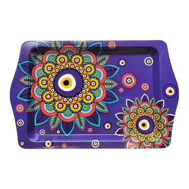 Wholesale Evil Eye Themed Mini Metal Tray (25*16 Cm) Double Sided Printed - Myros