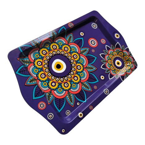 Wholesale Evil Eye Themed Mini Metal Tray (25*16 Cm) Double Sided Printed - 6