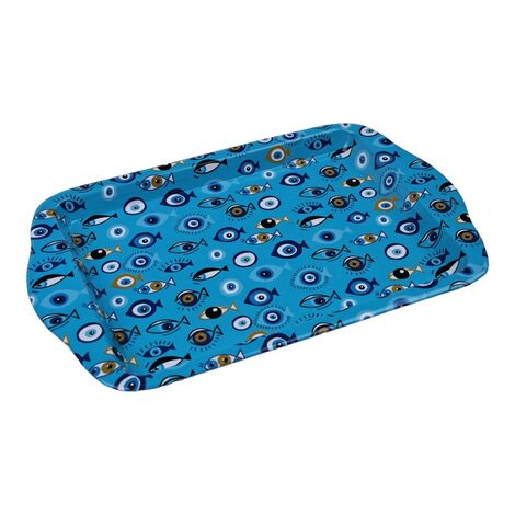 Wholesale Evil Eye Themed Mini Metal Tray (25*16 Cm) Double Sided Printed - 7