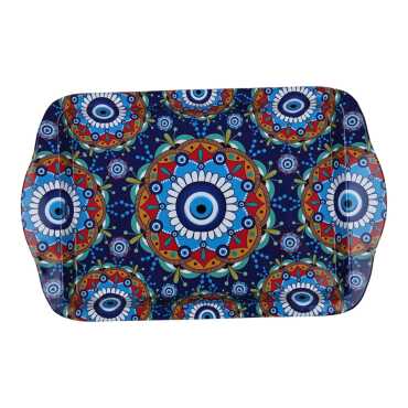 Wholesale Evil Eye Themed Mini Metal Tray (25*16 Cm) Double Sided Printed - 5