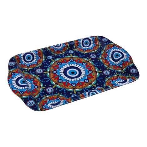 Wholesale Evil Eye Themed Mini Metal Tray (25*16 Cm) Double Sided Printed - 10