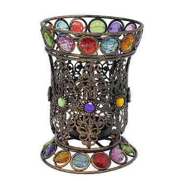 Metal Beady Candle Holder 75x75x120 mm - Myros