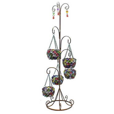 Myros - Metal Beady Pendant Candle Holder with 5 Arms