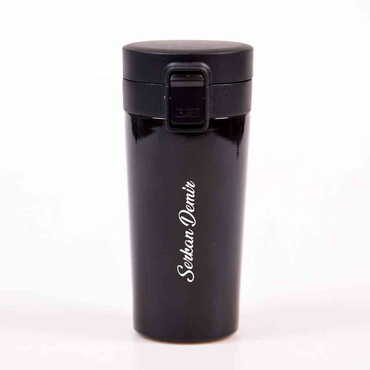 Metal Black Thermos Vacuum Bottle 310 ml - Thumbnail