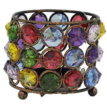 Metal Crystal Cylinder Candle Holder - Myros