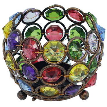 Myros - Metal Crystal Globe Candle Holder