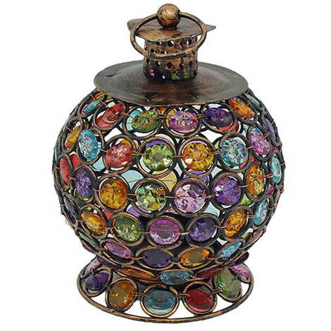 Metal Crystal Globe Hand Lamp Candle Holder - 1