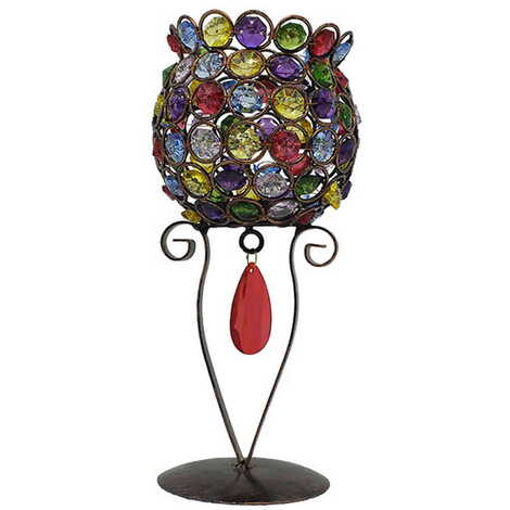 Metal Crystal Single Ruby ​​Lampshade Candle Holder