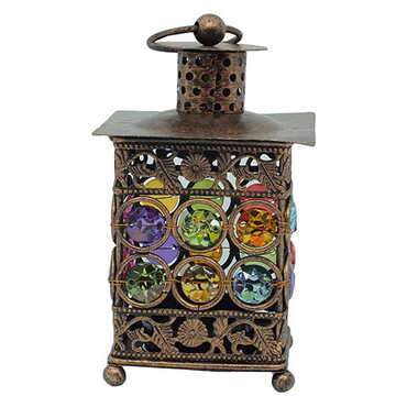Metal Crystal Square Hand Lamp Candle Holder - Myros