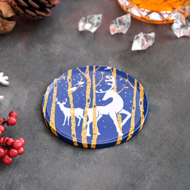 Metal Navy Blue Deer Coaster