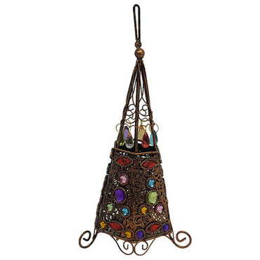 Metal Pyramid Shaped Beady Candle Holder 90X90X170 Mm - Myros