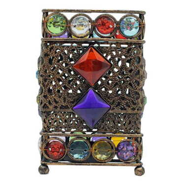 Metal Rectangular Stone Candle Holder 75x75x125 mm - Myros