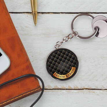 Metal Round Keychain 40x100 mm - Thumbnail