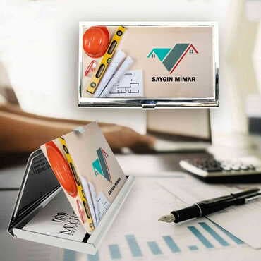 Architect Themed Customised Metal Card Holder 94x60x8 mm