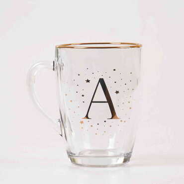 Monogram Glass Mug - Thumbnail