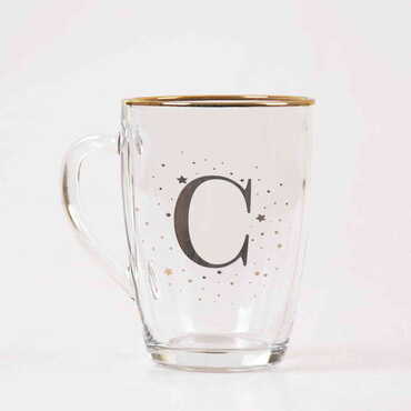 Monogram Glass Mug - Thumbnail