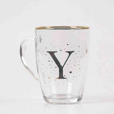 Monogram Glass Mug - Thumbnail