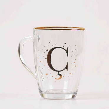 Monogram Glass Mug - Thumbnail