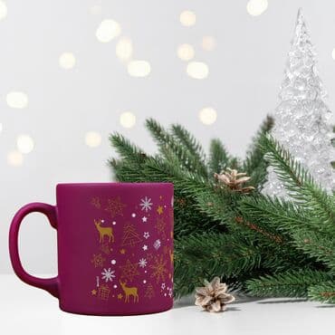 Wholesale Purple Christmas Themed Ceramic Mug - Standart - 2