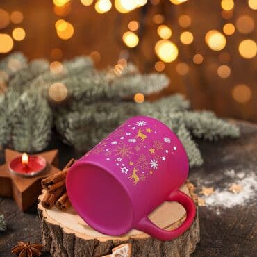 Wholesale Purple Christmas Themed Ceramic Mug - Standart - 4
