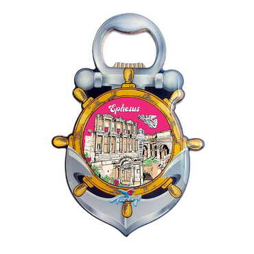 Myros - Museum Themed Anchor Shaped Metal Magnetic Bottle Opener 105x72 mm