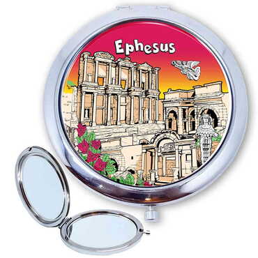 Myros - Museum Themed Customised Metal Epoxy Travel Make Up Compact Mirror 70x11 mm