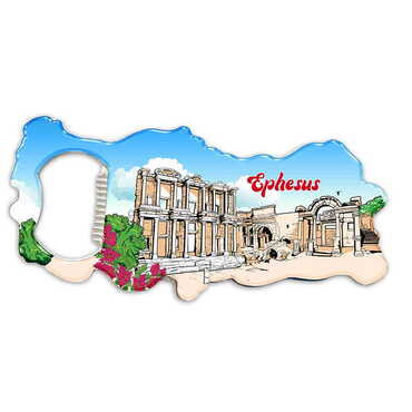 Museum Themed Map Shaped Metal Magnetic Bottle Opener 100x45 mm - Myros