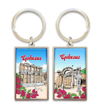 Museum Themed Metal Big Rectangle Keychain 32x88 mm - Myros