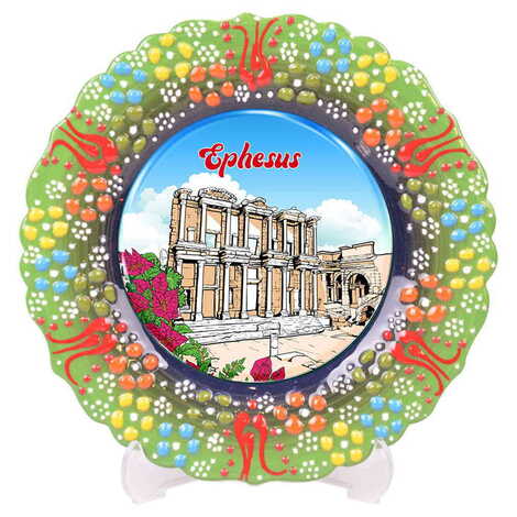 Museum Themed Turkish Ceramic Plate With Epoxy 12 Cm - 1