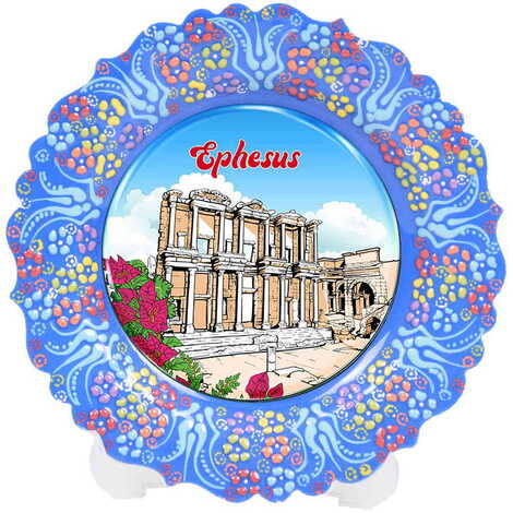 Museum Themed Turkish Ceramic Plate With Epoxy 18 Cm - 4