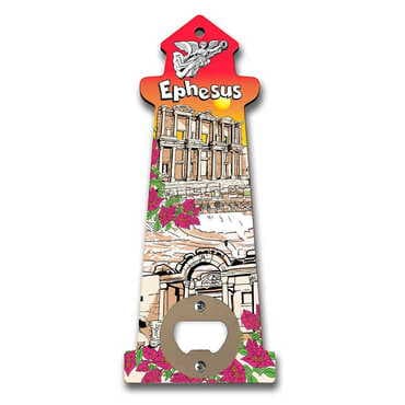 Museum Themed Lighthouse Shaped Printed MDF Wooden Bottle Opener 188x77 mm