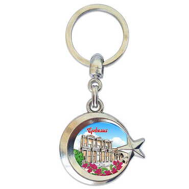 Museum Themed Metal Turkish Flag Enamel Keychain