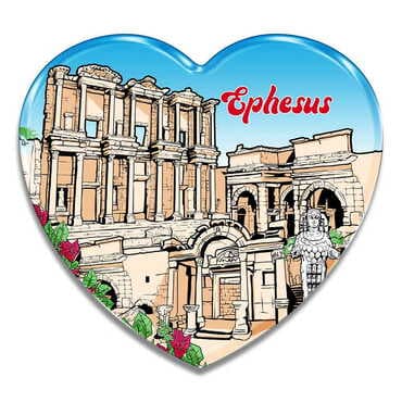 Museum Themed Epoxy Dome Heart Souvenir Fridge Magnet 65x60 mm