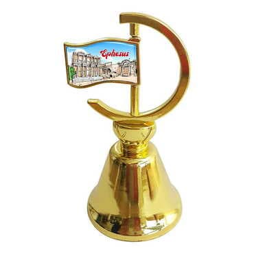 Museum Themed Collectible Souvenir Double Face Metal Spinner Flag Bell - Golden Color