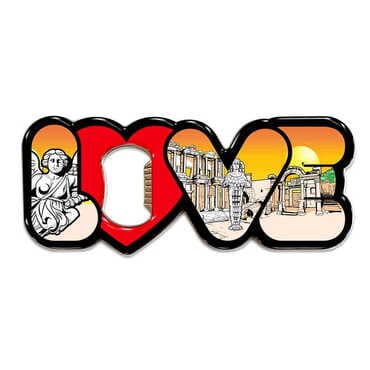 Museum Themed Love Letter Shaped Metal Magnetic Opener 114x47 mm