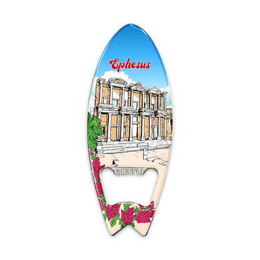 Museum Themed Surf Board Shaped Metal Magnetic Bottle Opener 128x45 mm