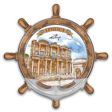 Museum Themed Customised UV Printed Plastic Base Marin Rudder Shaped Fridge Magnet 82x82 mm