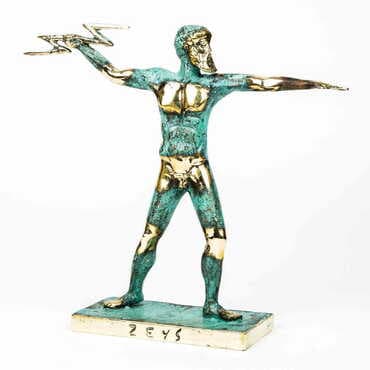 Toptan Myros Bronz Heykel Zeus Şi̇mşek 18 Cm