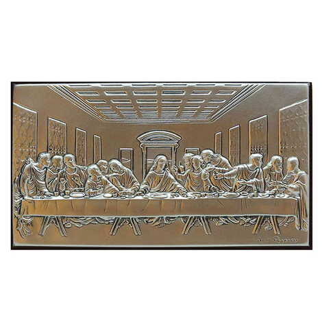 Mystical Supper Silver Plaque And Wooden Back Icon 50x90 mm