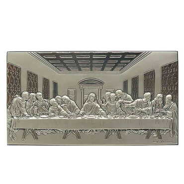 Myros - Mystical Supper Silver Plaque And Wooden Back Icon 90x160 mm