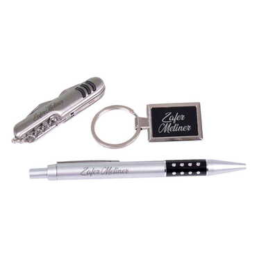 Name Personalised Pen Shaped Knife Keyring Set - Thumbnail