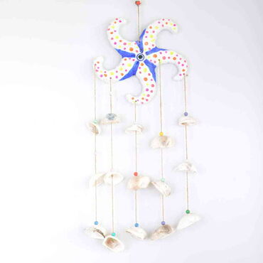 Myros - Nautical Sea Shell Big Size Starfish Shaped Multi Hanging Detailed Wind Chime