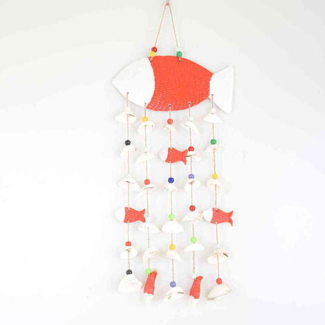 Nautical Sea Shell Red Color Fish Shaped Wind Chime