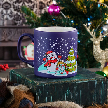Myros - Navy Blue Snowman Mug